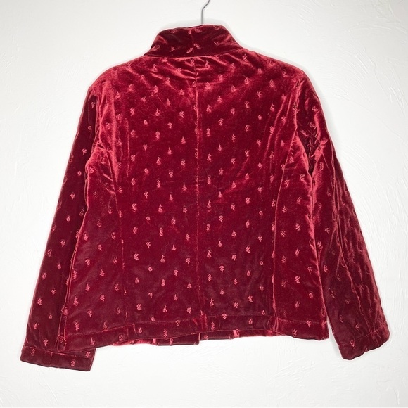 COLDWATER CREEK Red Velvet Puffy Quilted Christmas Trees Women's Petite Small - Picture 2 of 5